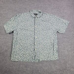 Eddie Bauer Shirt‎ Mens XL Green Paisley Floral Button Up Short Sleeves Casual
